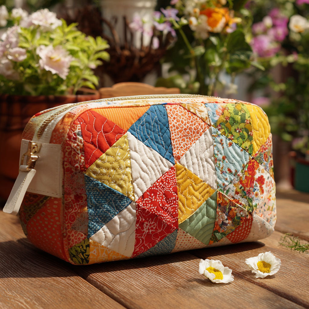 Quilted Makeup Bag in Groove Colour Margaret York