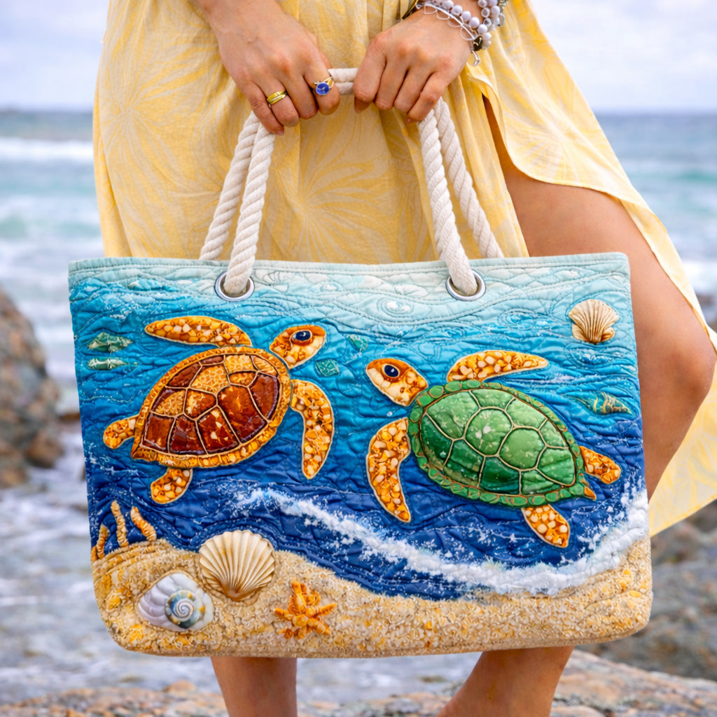 Handcrafted Beach Bag | Tropical Turtle Margaret York