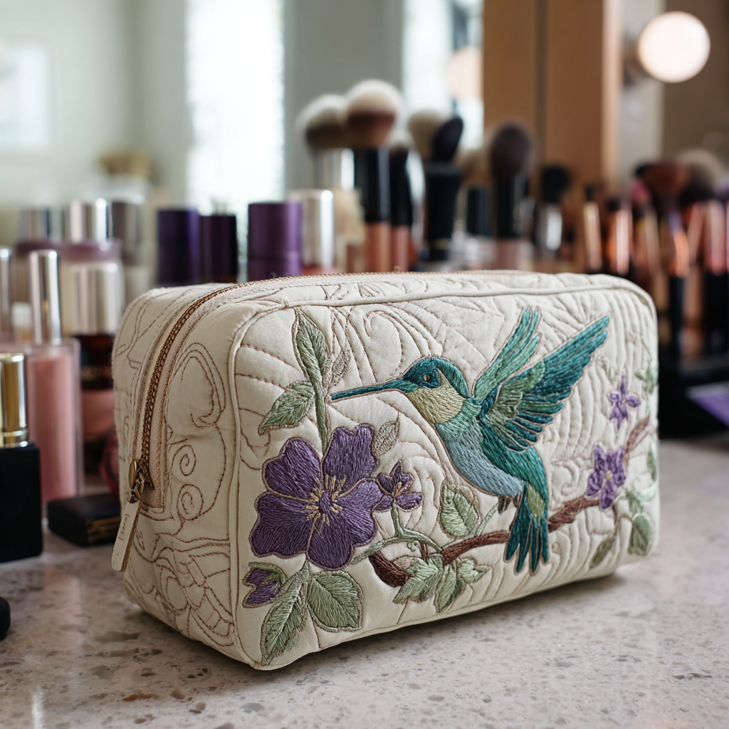 Hummingbird Bloom Padded Makeup Bag Margaret York