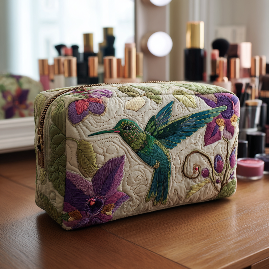 Padded Makeup Bag Hummingbird Garden Margaret York