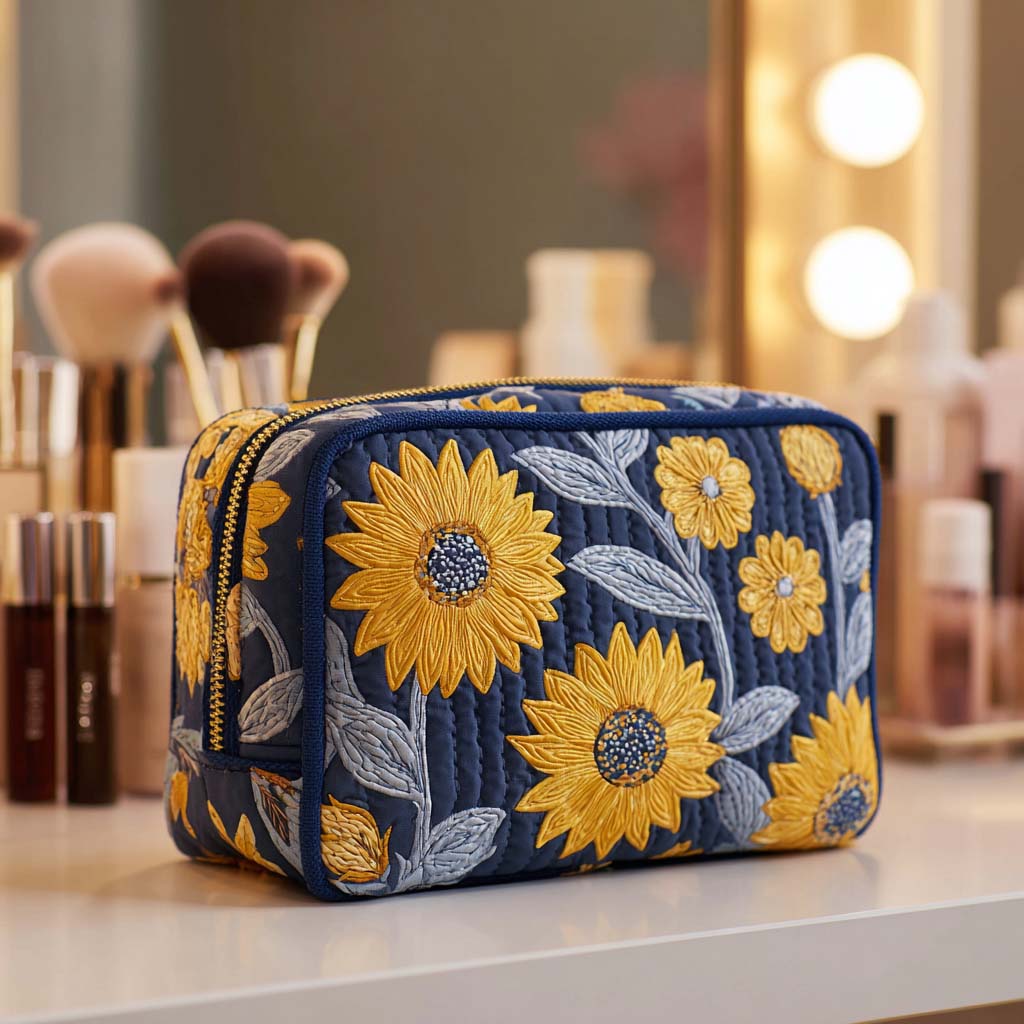 Radiant Bloom Quilted Makeup Bag Margaret York