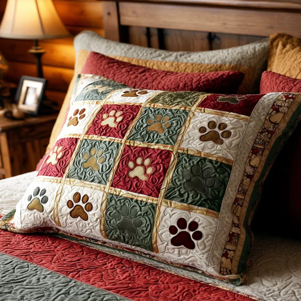 Scarlet Paws Quilted Cushion Cover Margaret York
