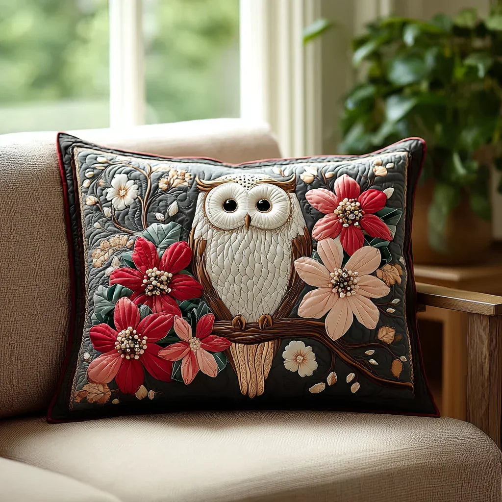 Owl's Whisper Quilted Cushion Cover Margaret York