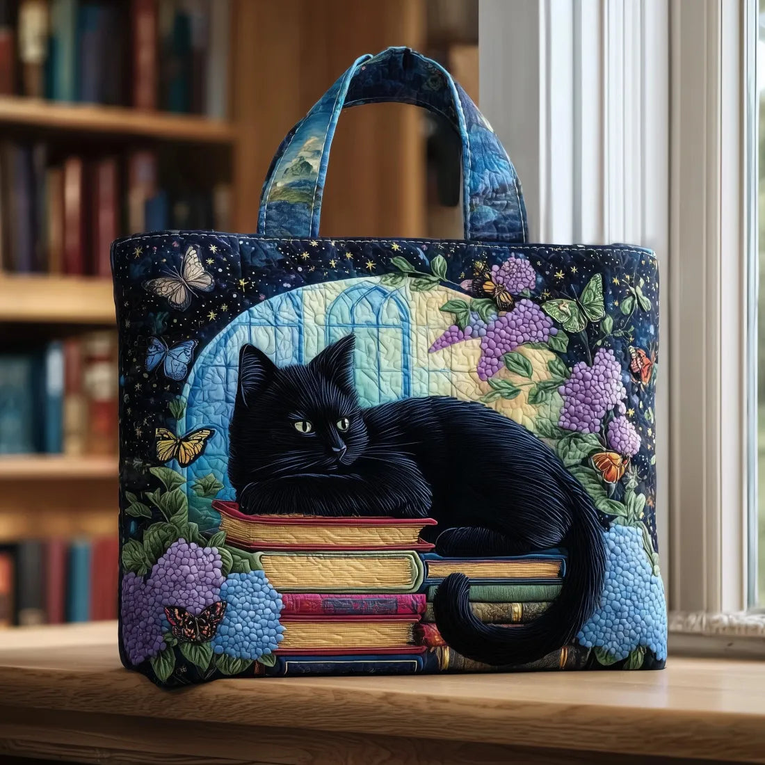 Handcrafted Bag | The Black Cat and the Books Margaret York