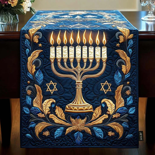 Illuminated Menorah Quilted Table Runner Margaret York