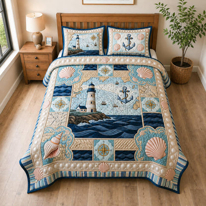 Sea Escape 3-Piece Quilted Bedspread Set Margaret York