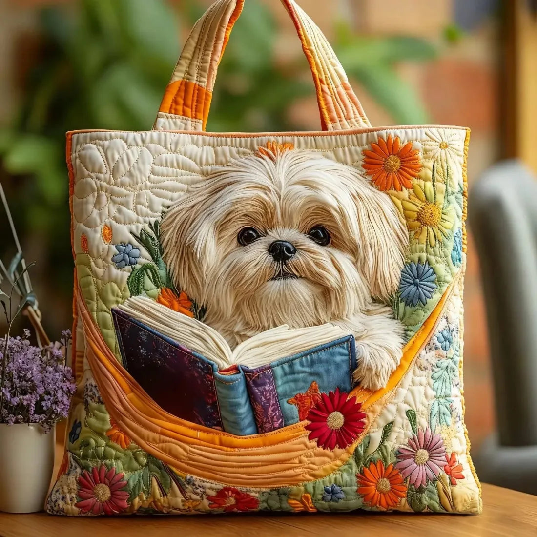 Handcrafted Bag | Shih Tzu and Books Margaret York