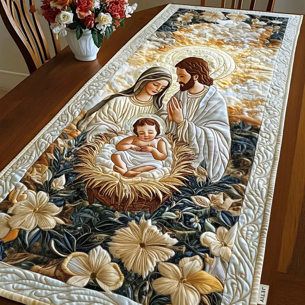 Divine Crèche Quilted Table Runner Margaret York