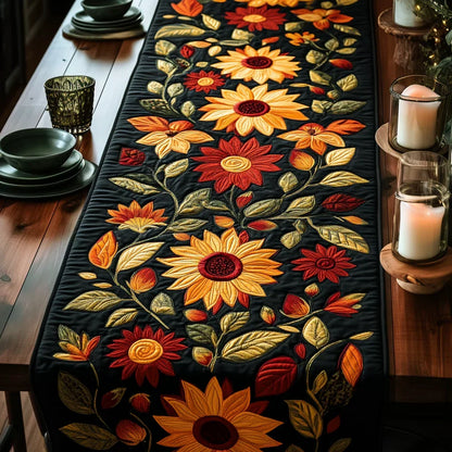 Autumn Sunflower Quilted Table Runner Margaret York