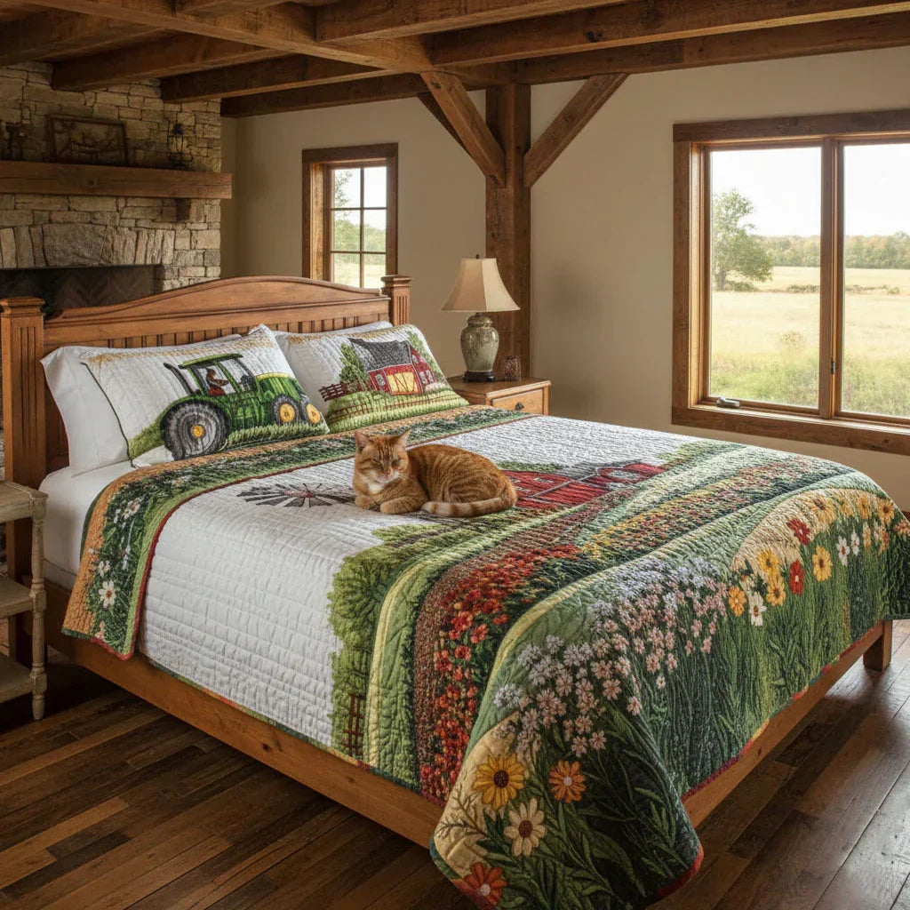 3-Piece Happy Farm Quilted Bedding Set Margaret York