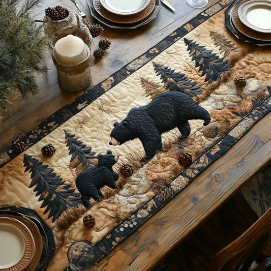 Black Bear Family Quilted Table Runner Margaret York