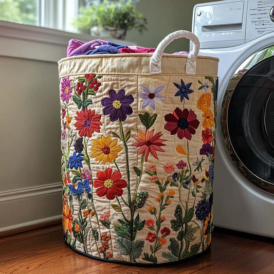 Handcrafted Bloom Bright Laundry Basket Margaret York