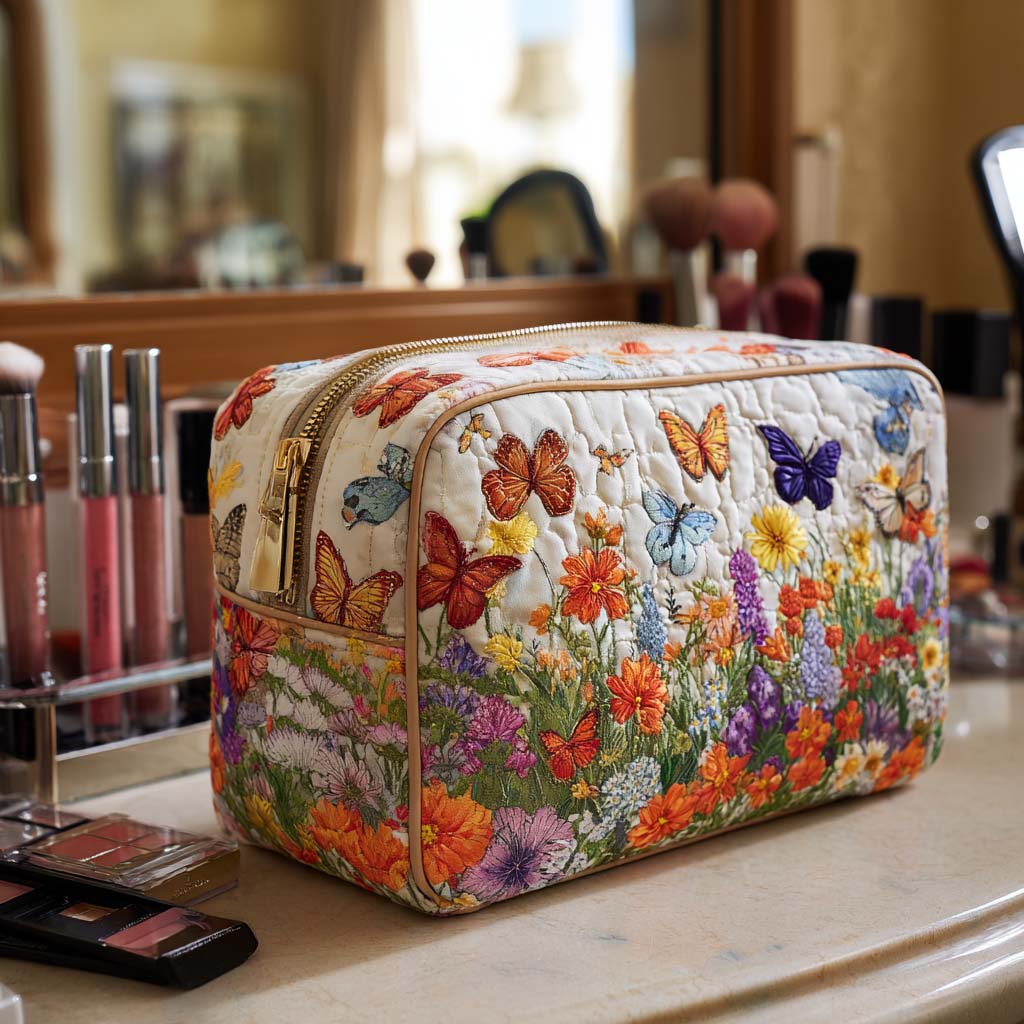 Bloom Garden Quilted Makeup Bag Margaret York