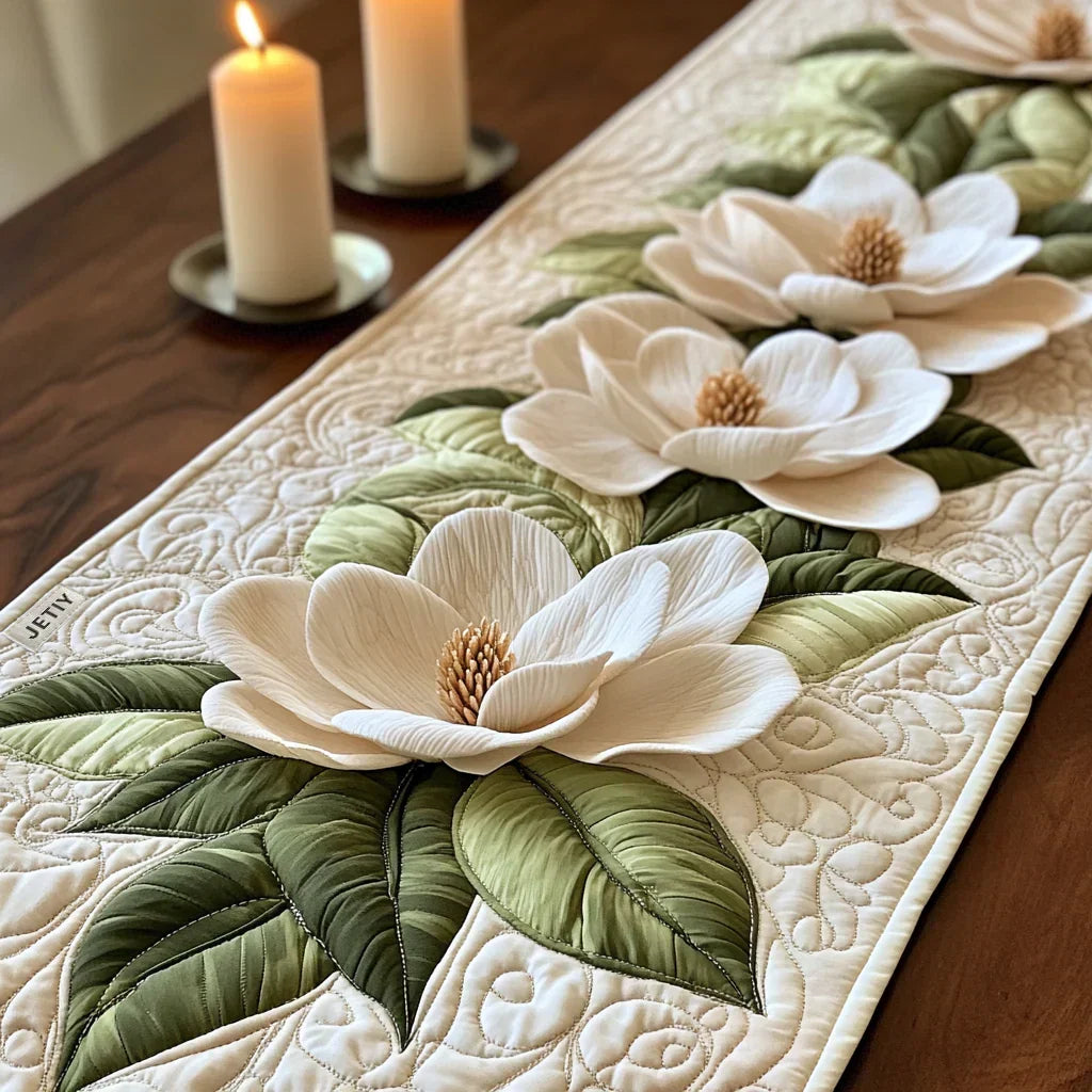 Floral Elegance Quilted Table Runner Margaret York