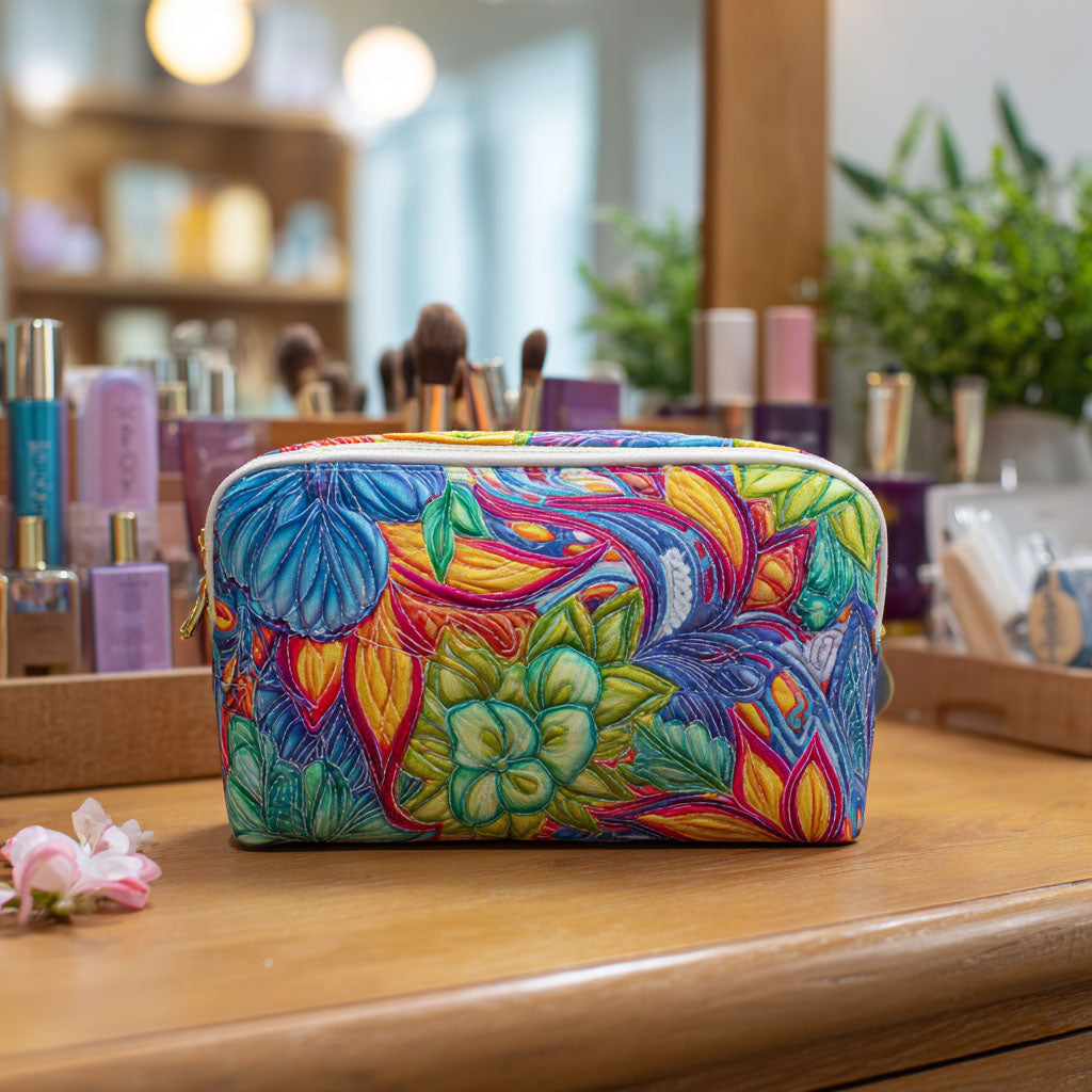 Quilted Makeup Bag Bloom and Vine Margaret York