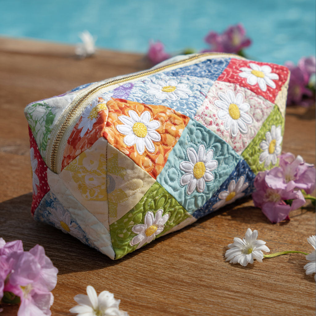 Bloomy Charm Quilted Makeup Bag Margaret York