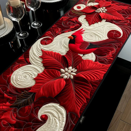 Cardinal Red Quilted Table Runner Margaret York