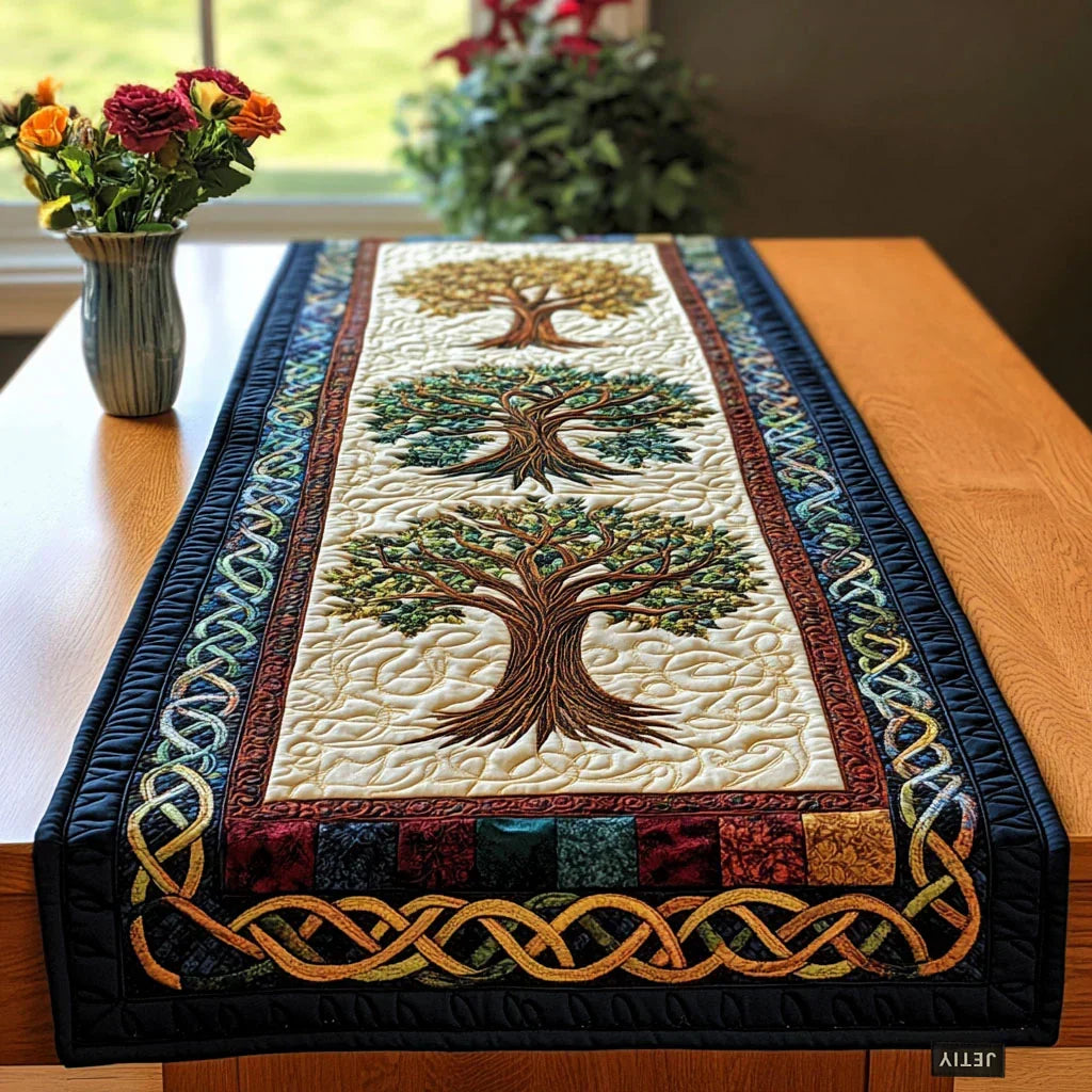 Celtic Tree Quilted Table Runner Margaret York