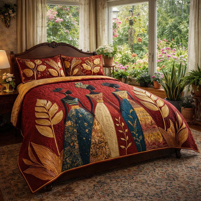 Golden Queens 3-Piece Quilted Bedding Set Margaret York