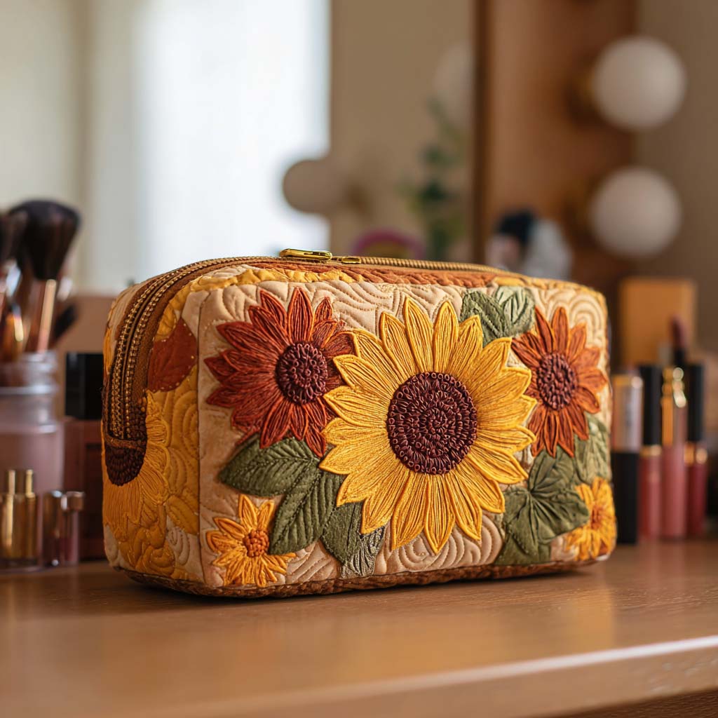 Quilted Makeup Bag with Cheerful Charm Margaret York