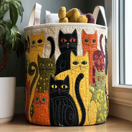 Handcrafted Cat-Themed Laundry Basket Margaret York