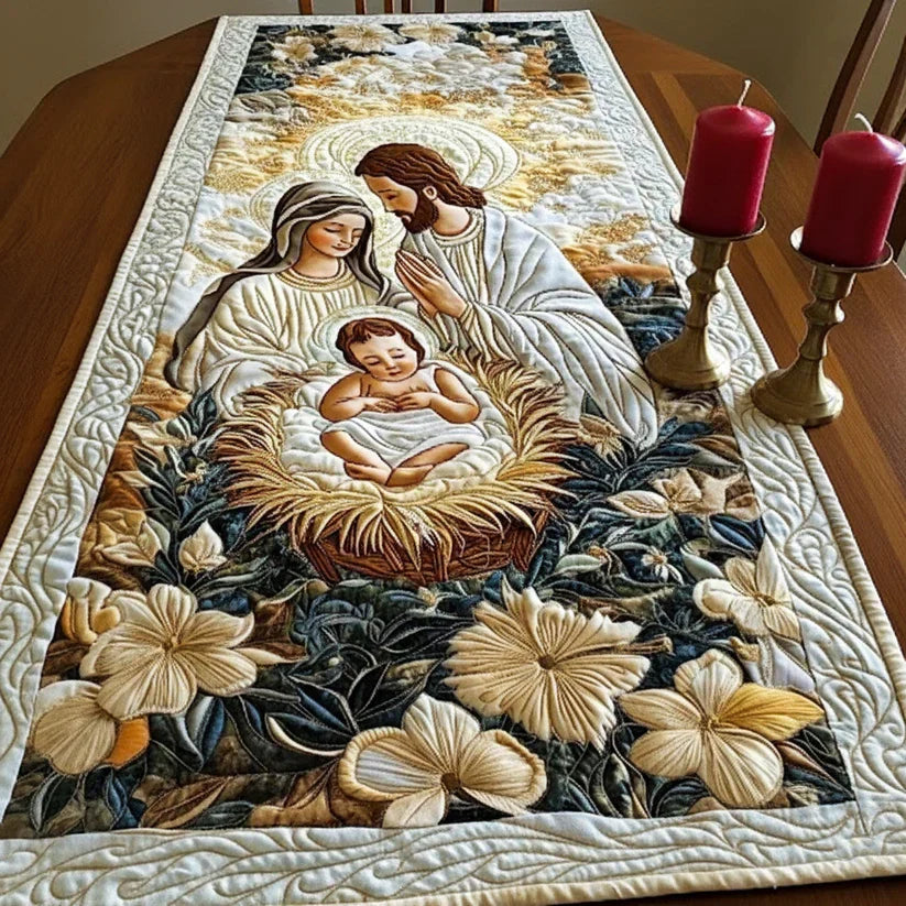 Divine Crèche Quilted Table Runner Margaret York