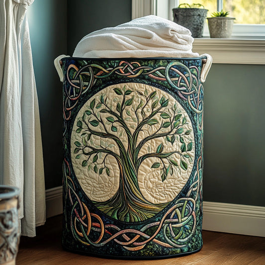 Handcrafted Laundry Basket with Tree of Life Design Margaret York