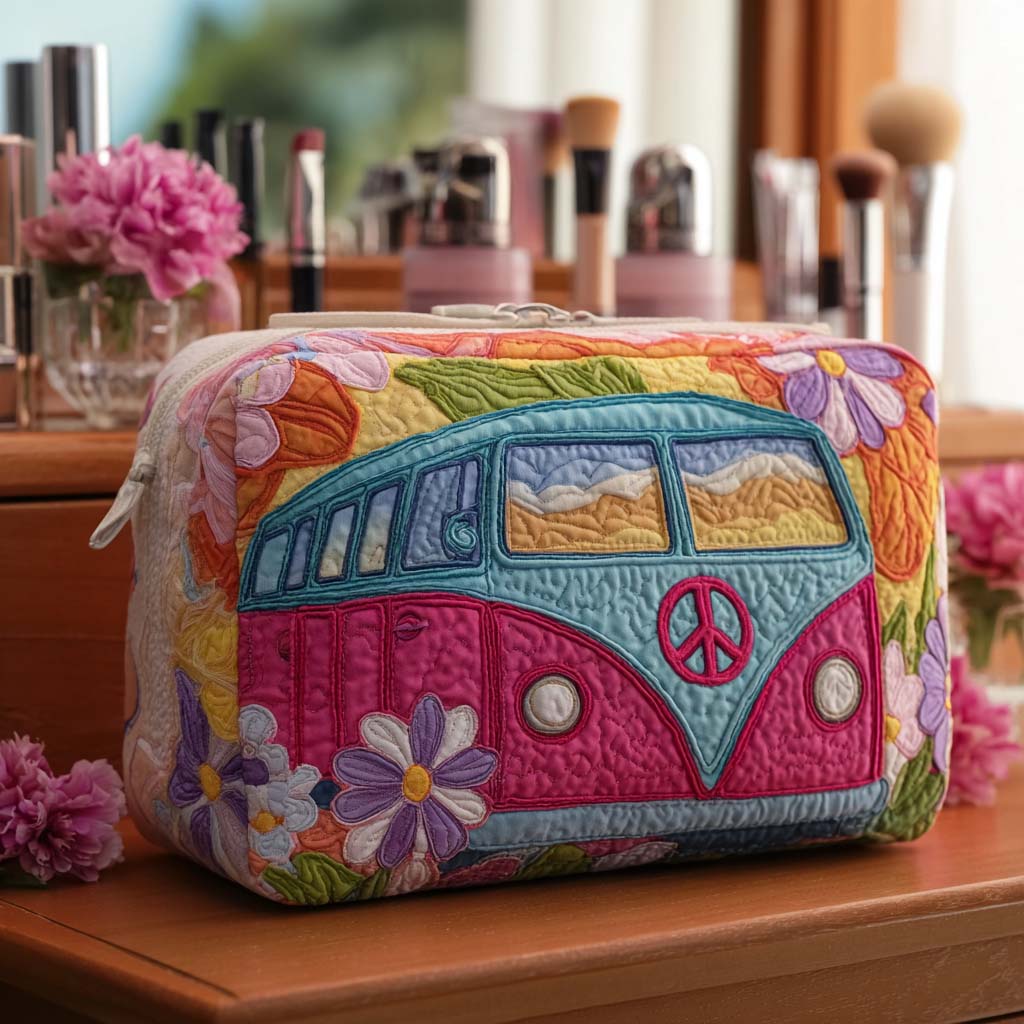 Floral Freedom Van Quilted Make-Up Bag Margaret York