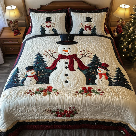3-Piece Quilted Bed Set - Snow Friends Design Margaret York