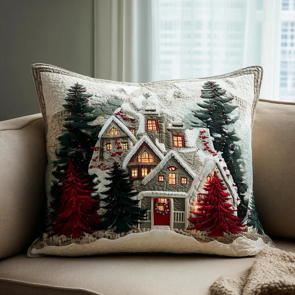 Frosty Night Quilted Cushion Cover Margaret York