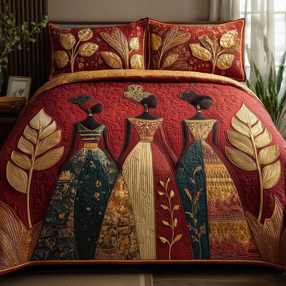 Golden Queens 3-Piece Quilted Bedding Set Margaret York