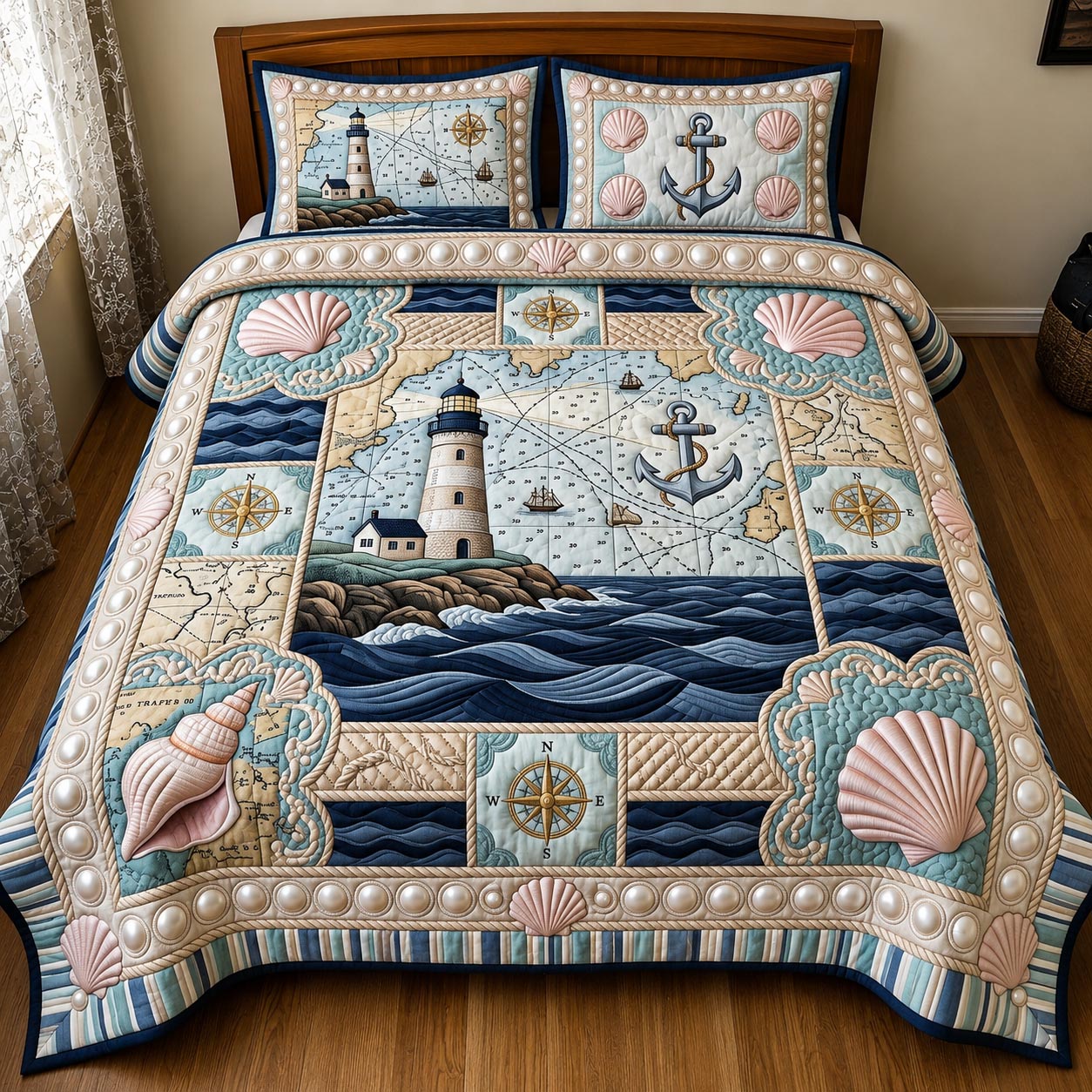 Sea Escape 3-Piece Quilted Bedspread Set Margaret York