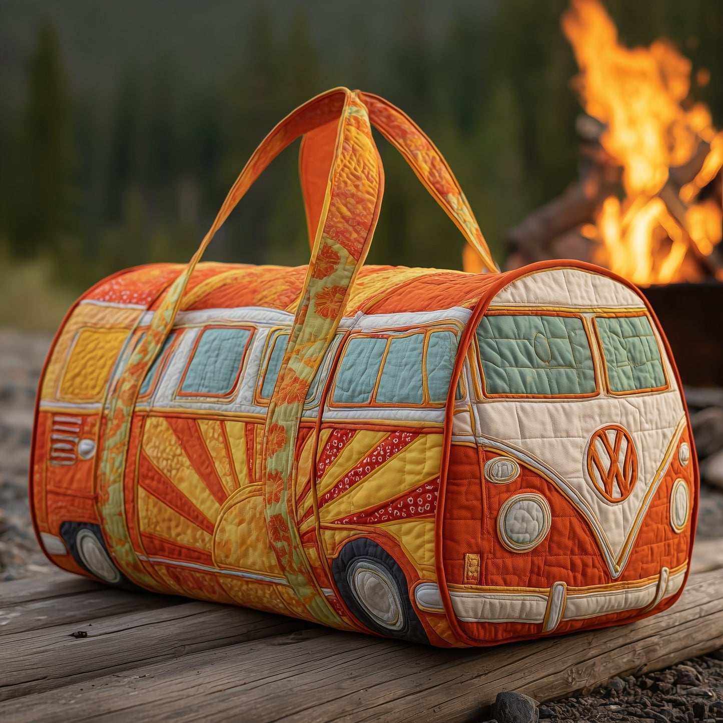 Hippie Van Quilted Duffle Bag - Model GFTOMA3478 Margaret York