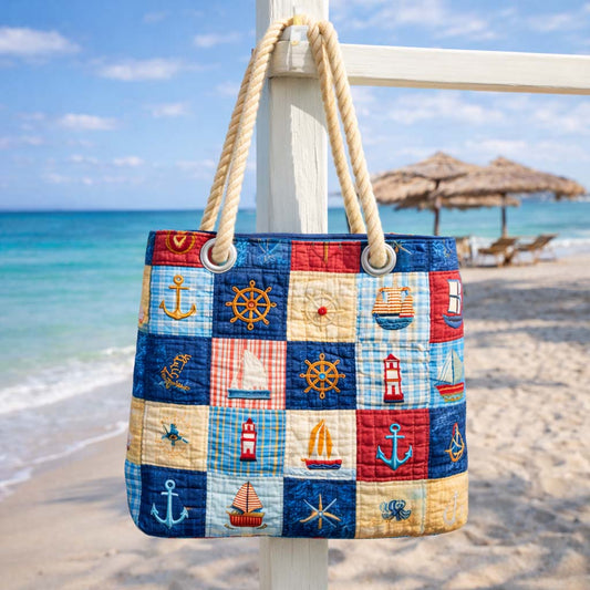 Handcrafted Beach Bag | Marine Patchwork Margaret York