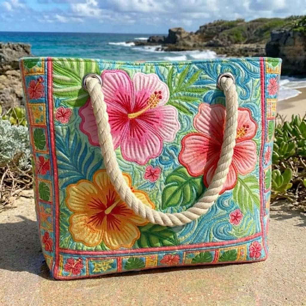 Handcrafted Beach Bag | Tropical Bloom Margaret York