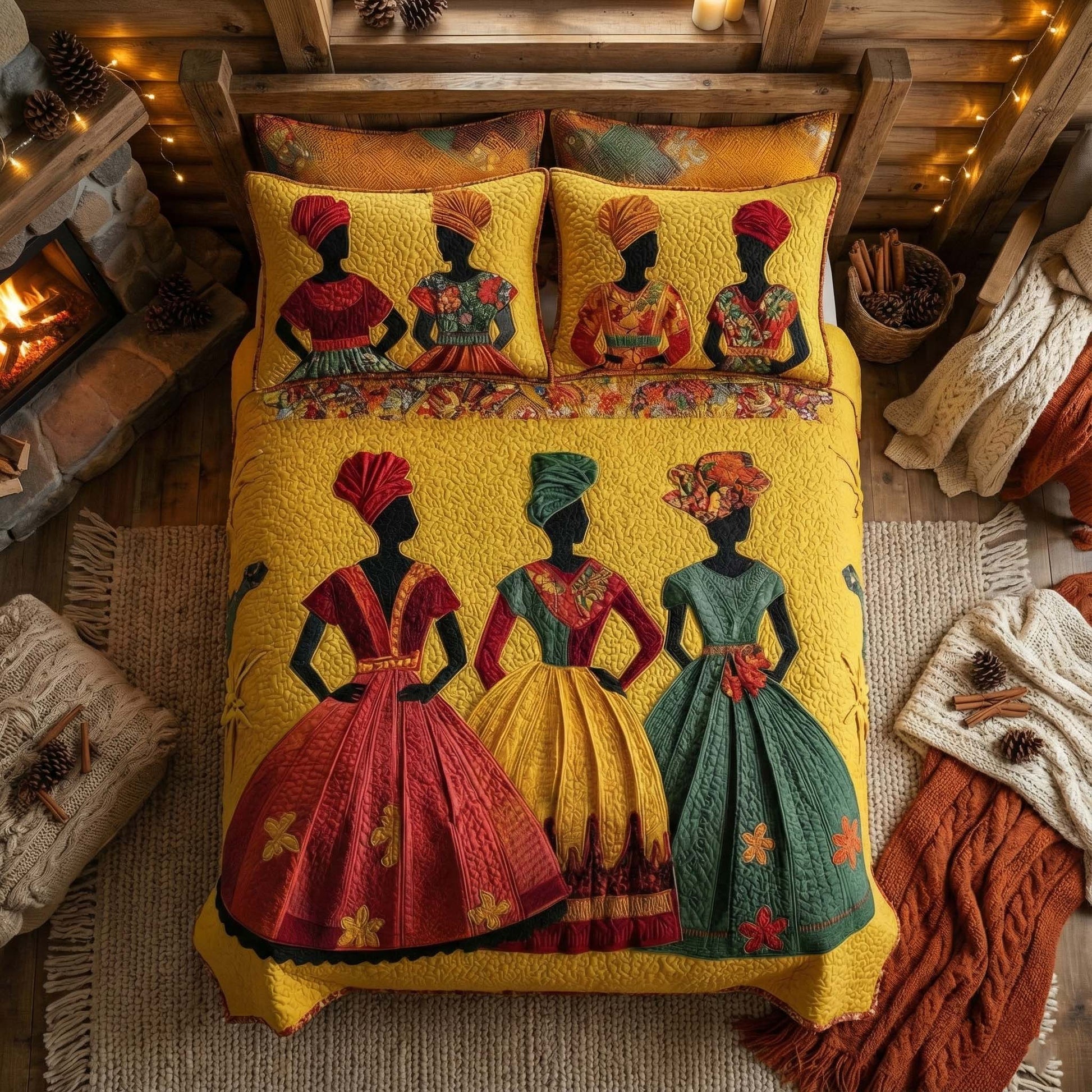 Soulbound Roots 3-Piece Quilted Bedding Set Margaret York