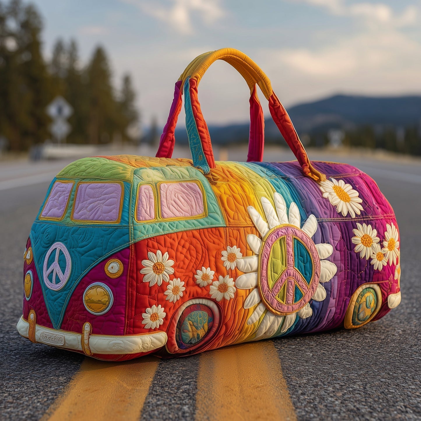 Hippie Journey Quilted Travel Duffle Bag - GFTOTP10824 Margaret York