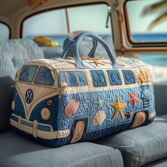 Hippie Van Beach-Themed Quilted Duffle Bag - Model GFTOYC39 Margaret York
