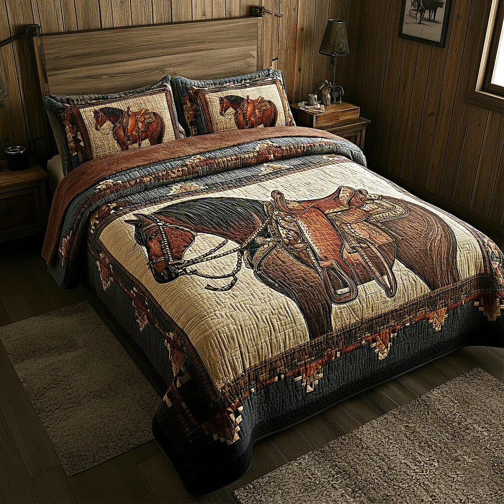 Prairie Horse 3-Piece Quilted Bedding Set Margaret York