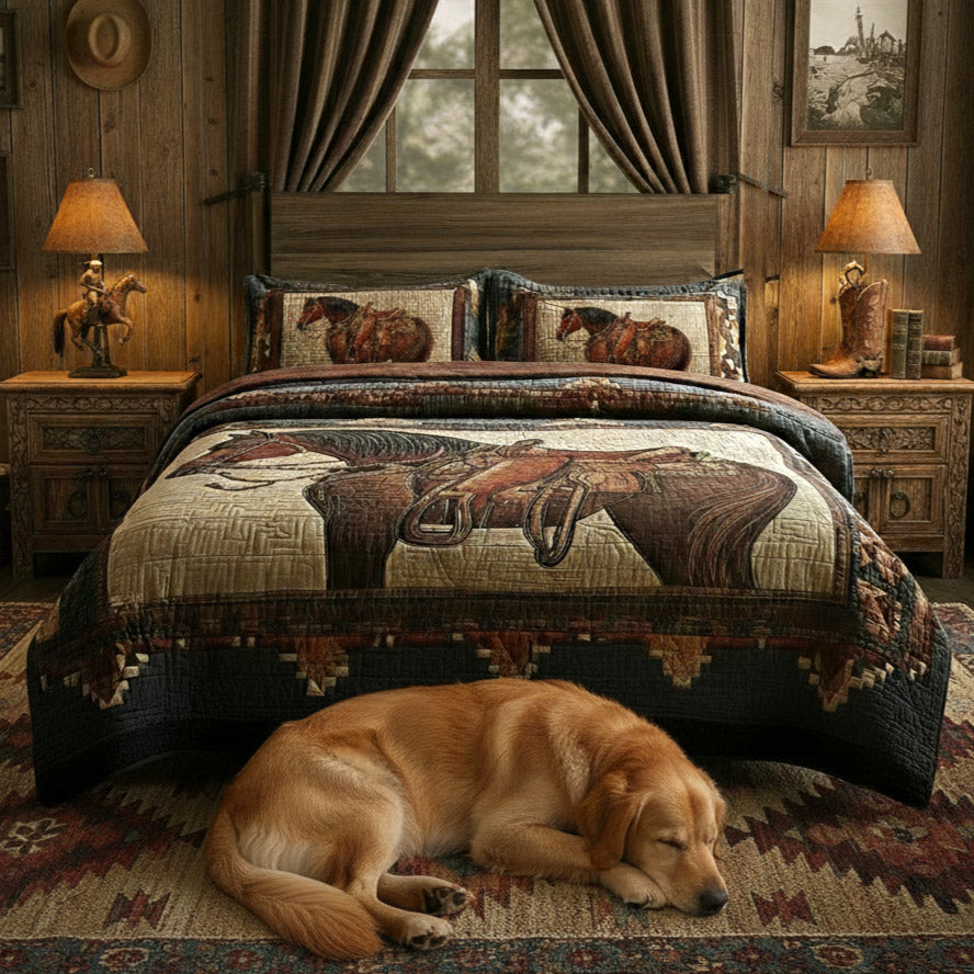 Prairie Horse 3-Piece Quilted Bedding Set Margaret York