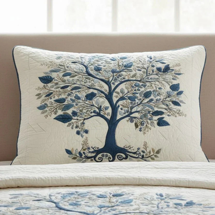 Blue Serenity Quilted Cushion Cover Margaret York
