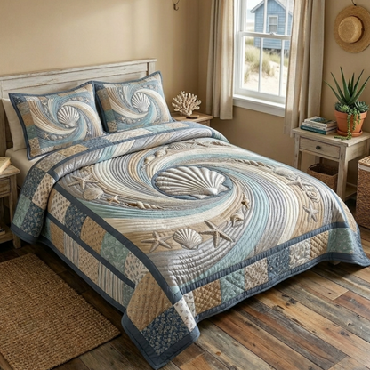 Coastal Whisper 3-Piece Quilted Bedding Set Margaret York