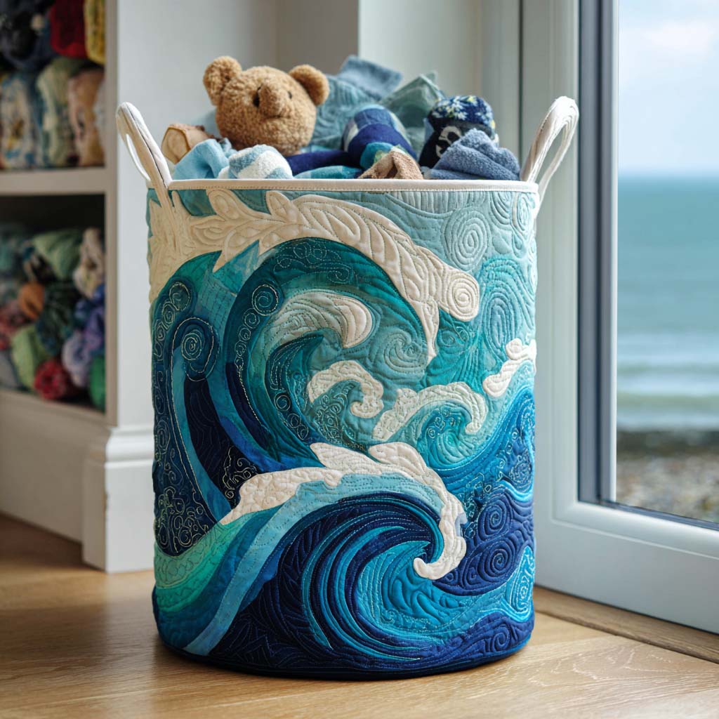 Handcrafted Laundry Basket in Soft Sea Foam Margaret York