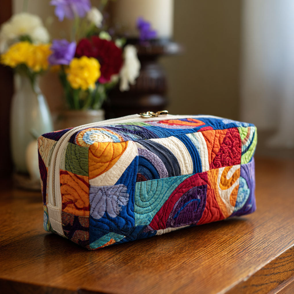 Quilted Makeup Bag Groovy Waves Margaret York