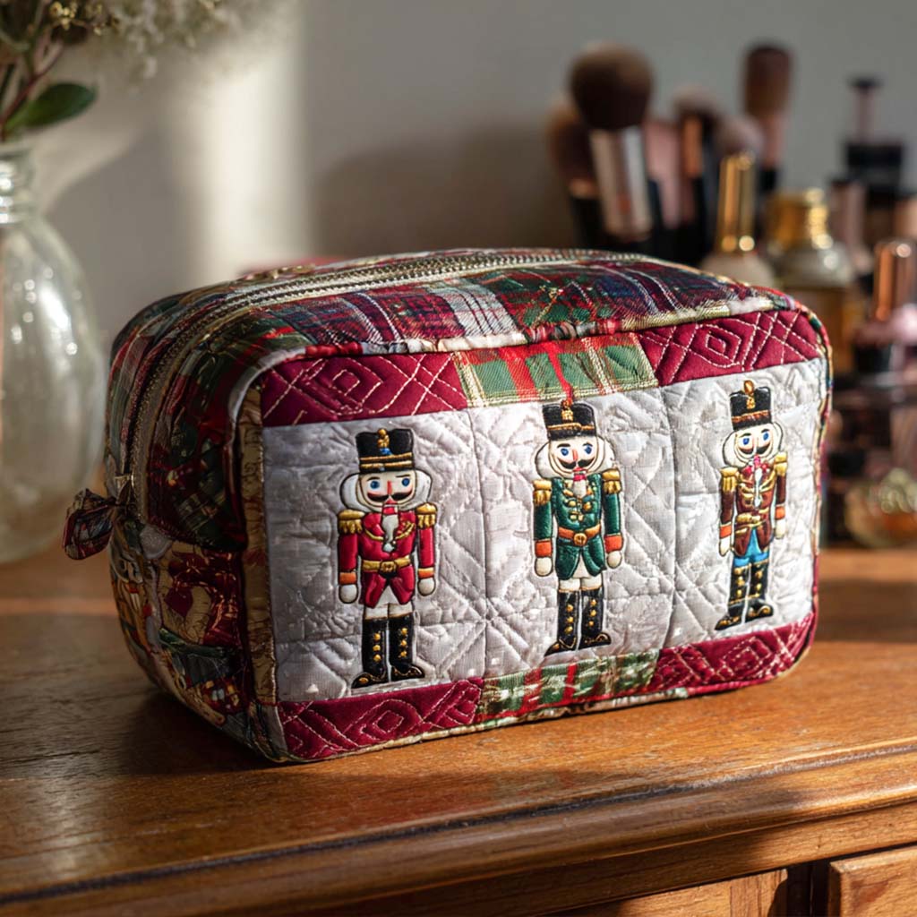 Padded Makeup Bag "Merry Nutcracker" Margaret York
