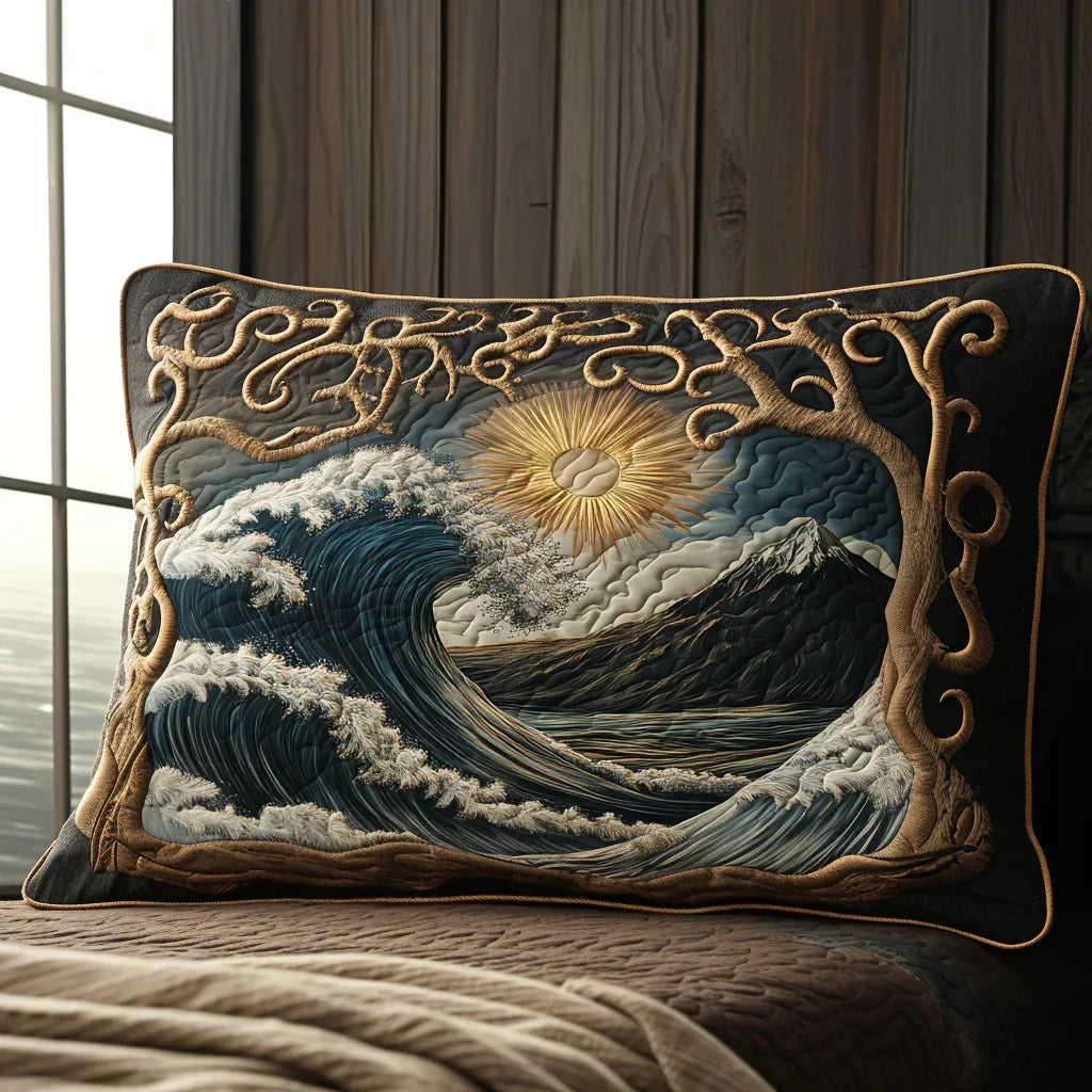 Ocean Waves Quilted Cushion Cover Margaret York
