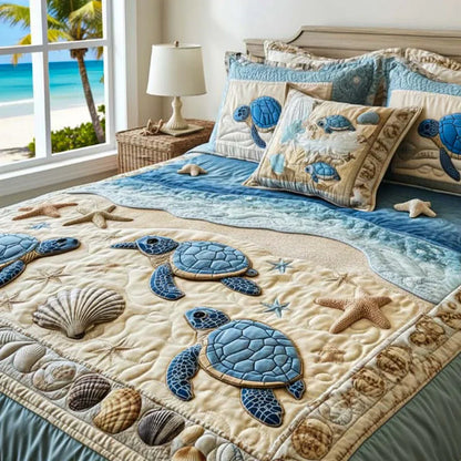3-Piece Ocean Waves Quilted Bed Set Margaret York