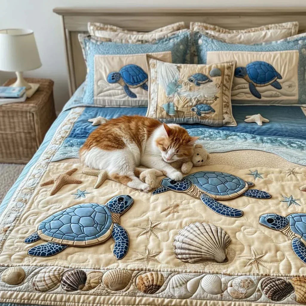 3-Piece Ocean Waves Quilted Bed Set Margaret York