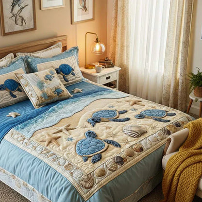 3-Piece Ocean Waves Quilted Bed Set Margaret York