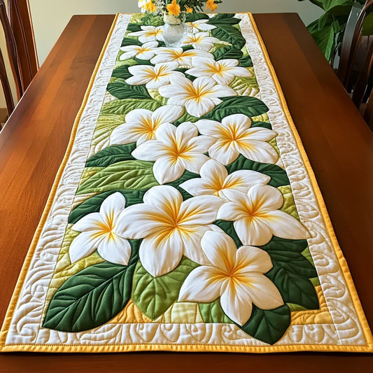 Frangipani Floral Quilted Table Runner Margaret York